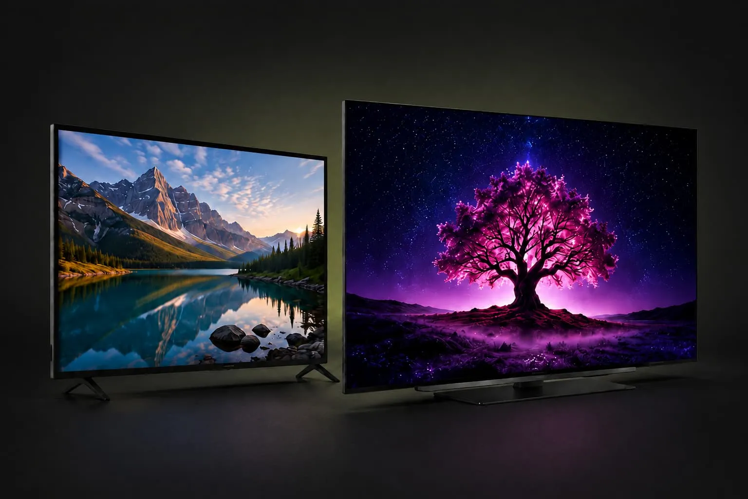 Dos televisores de pantalla plana, uno LED y otro OLED